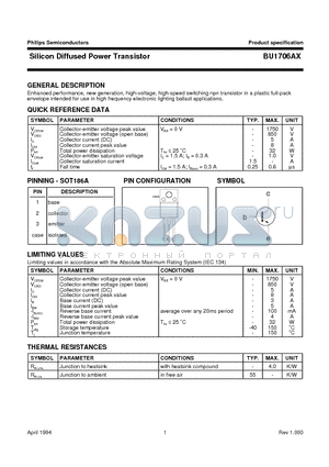 BU1706AX datasheet - Silicon Diffused Power Transistor