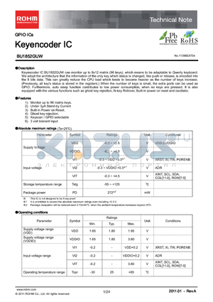 BU1852GUW datasheet - Keyencoder IC