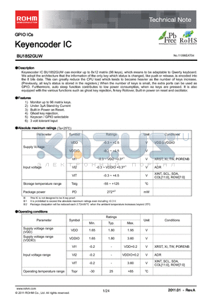 BU1852GUW-E2 datasheet - Keyencoder IC