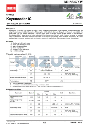 BU1852GXW datasheet - Keyencoder IC