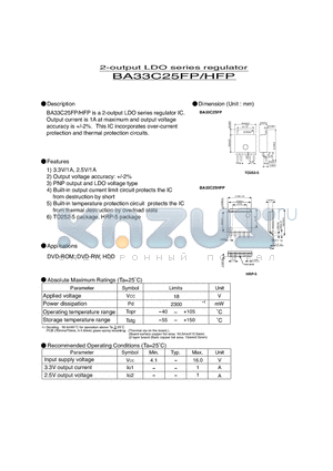 BA33C25FP datasheet - 2-output LDO series regulator