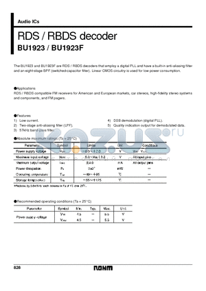 BU1923 datasheet - RDS / RBDS decoder