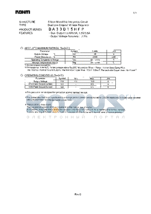 BA33D15HFP datasheet - Dual Low-Dropout Voltage Regulator