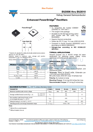 BU2008 datasheet - Enhanced PowerBridge Rectifiers