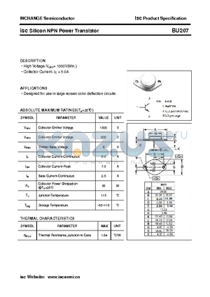 BU207 datasheet - isc Silicon NPN Power Transistor