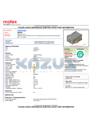 0430201601 datasheet - 3.00mm (.118