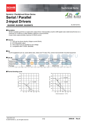 BU2090F-E2 datasheet - Serial / Parallel 2-input Drivers
