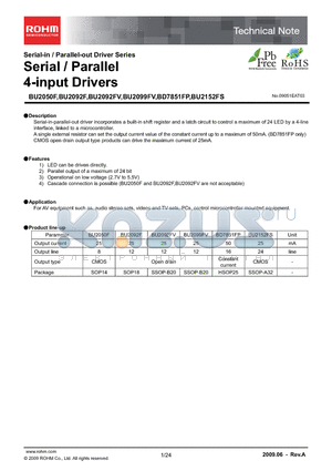 BU2092FS-E2 datasheet - Serial / Parallel 4-input Drivers