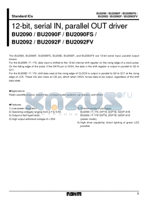 BU2092FV datasheet - 12-bit, serial IN, parallel OUT driver