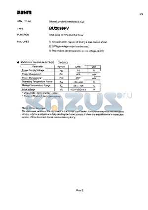 BU2099FV datasheet - 12bit Serial IN / Parallel Out Driver