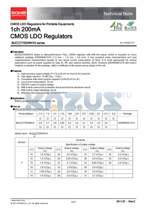 BU20TD2WNVX datasheet - 1ch 200mA CMOS LDO Regulators