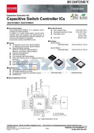 BU21078MUV datasheet - Capacitive Switch Controller ICs