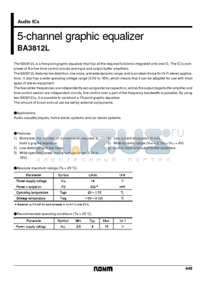 BA3812L datasheet - 5-channel graphic equalizer