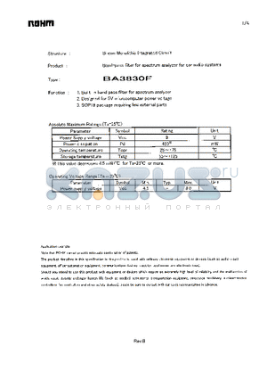 BA3830F datasheet - Band-pass filter for spectrum analyzer for car audio systems