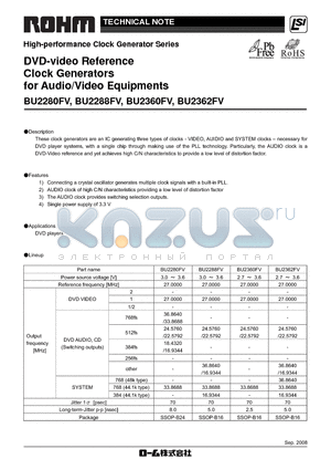 BU2280FV_08 datasheet - DVD-video Reference Clock Generators for Audio/Video Equipments