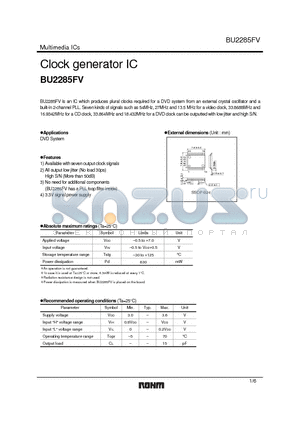 BU2285FV datasheet - Clock generator IC