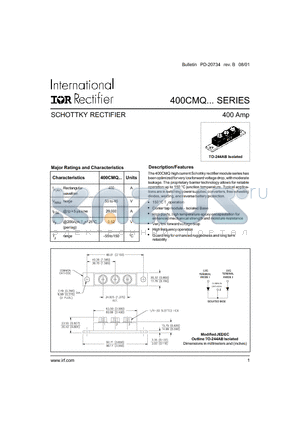 400CMQ035 datasheet - SCHOTTKY RECTIFIER