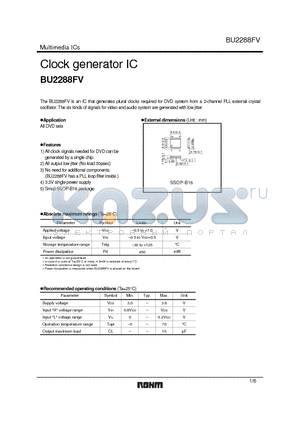 BU2288FV datasheet - Clock generator IC