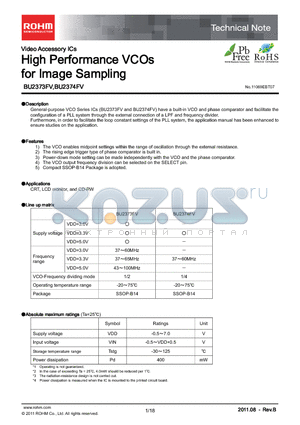 BU2374FV-E2 datasheet - High Performance VCOs for Image Sampling