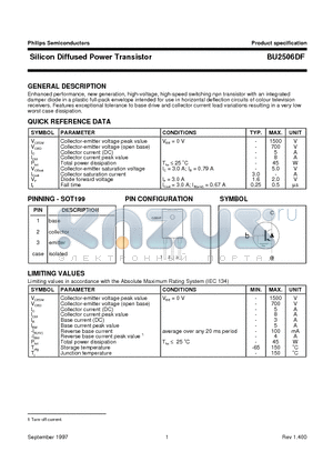 BU2506 datasheet - Silicon Diffused Power Transistor