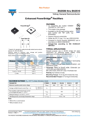 BU2506 datasheet - Enhanced PowerBridge Rectifiers