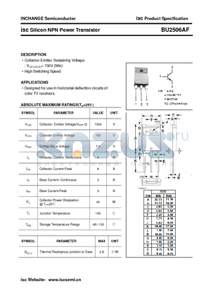 BU2506AF datasheet - isc Silicon NPN Power Transistor