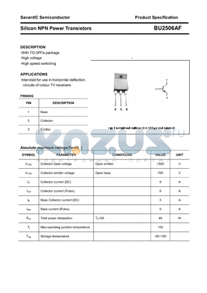 BU2506AF datasheet - Silicon NPN Power Transistors