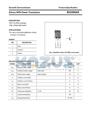 BU2506AX datasheet - Silicon NPN Power Transistors