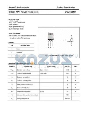 BU2506DF datasheet - Silicon NPN Power Transistors