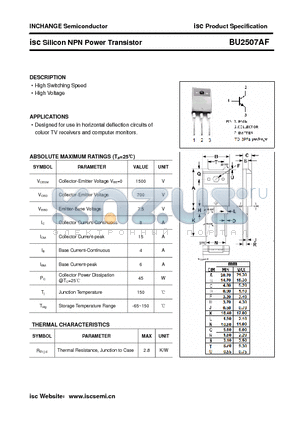 BU2507AF datasheet - isc Silicon NPN Power Transistor