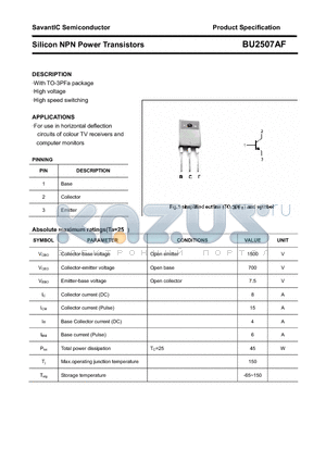 BU2507AF datasheet - Silicon NPN Power Transistors