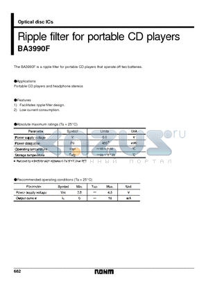 BA3990F datasheet - Ripple filter for portable CD players