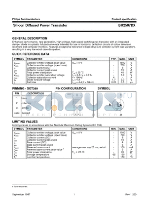 BU2507DX datasheet - Silicon Diffused Power Transistor