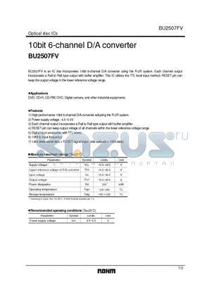 BU2507FV datasheet - 10bit 6-channel D/A converter