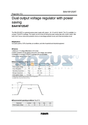 BA41W12SAT datasheet - Dual output voltage regulator with power saving