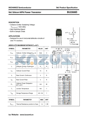 BU2508D datasheet - isc Silicon NPN Power Transistor