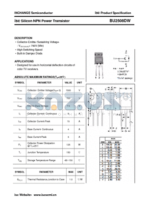BU2508DW datasheet - isc Silicon NPN Power Transistor