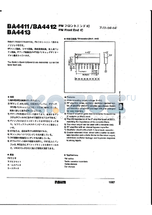 BA4412 datasheet - FM Front End IC