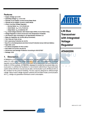ATA6620N datasheet - LIN Bus Transceiver with Integrated Voltage Regulator