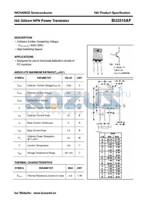 BU2515AF datasheet - isc Silicon NPN Power Transistor