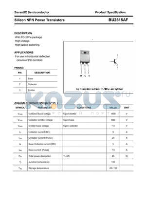 BU2515AF datasheet - Silicon NPN Power Transistors