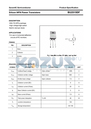 BU2515DF datasheet - Silicon NPN Power Transistors