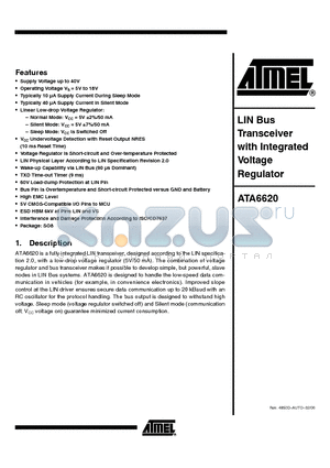 ATA6620_06 datasheet - LIN Bus Transceiver with Integrated Voltage Regulator