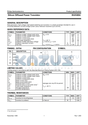 BU2520A datasheet - Silicon Diffused Power Transistor