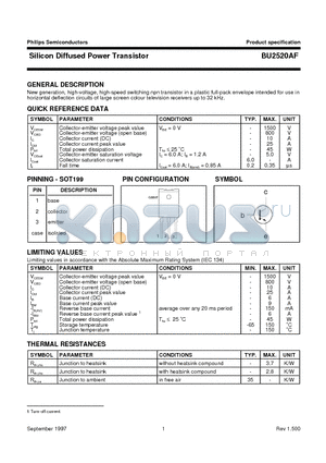 BU2520AF datasheet - Silicon Diffused Power Transistor