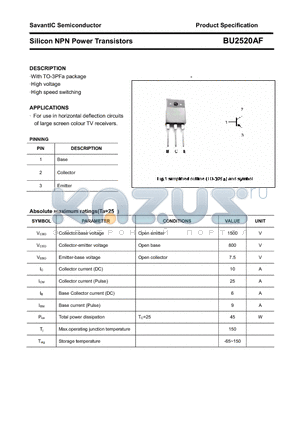 BU2520AF datasheet - Silicon NPN Power Transistors