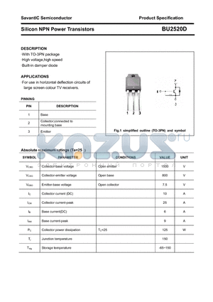 BU2520D datasheet - Silicon NPN Power Transistors