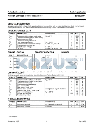 BU2520DF datasheet - Silicon Diffused Power Transistor