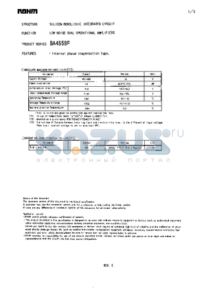 BA4558F datasheet - LOW NOISE DUAL OPERATIONAL AMPLIFIERS