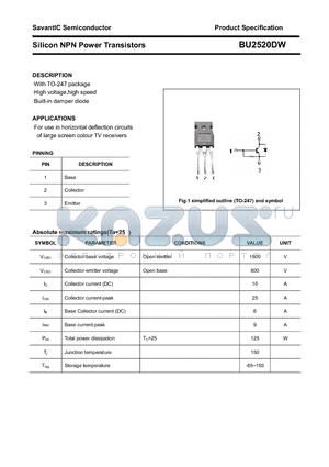 BU2520DW datasheet - Silicon NPN Power Transistors